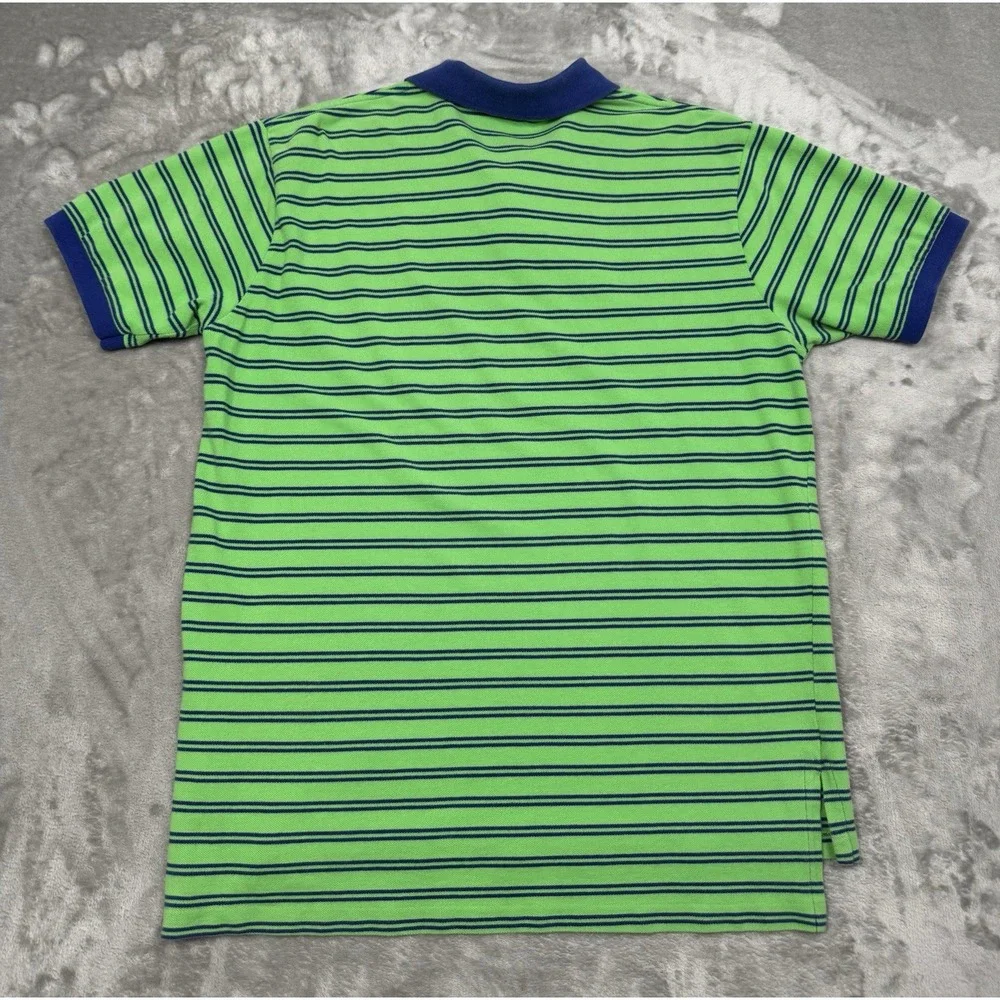 Vintage Polo Ralph Lauren Shirt Mens Large Green Striped Blue Golf Pony 90s Y2K